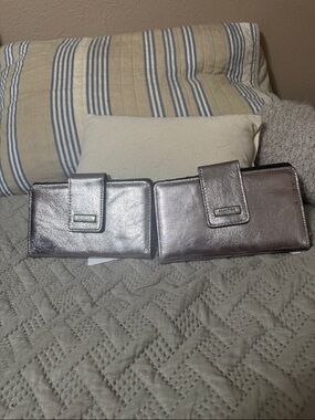 Kenneth Cole Reaction Metallic Pewter Wallet Duo